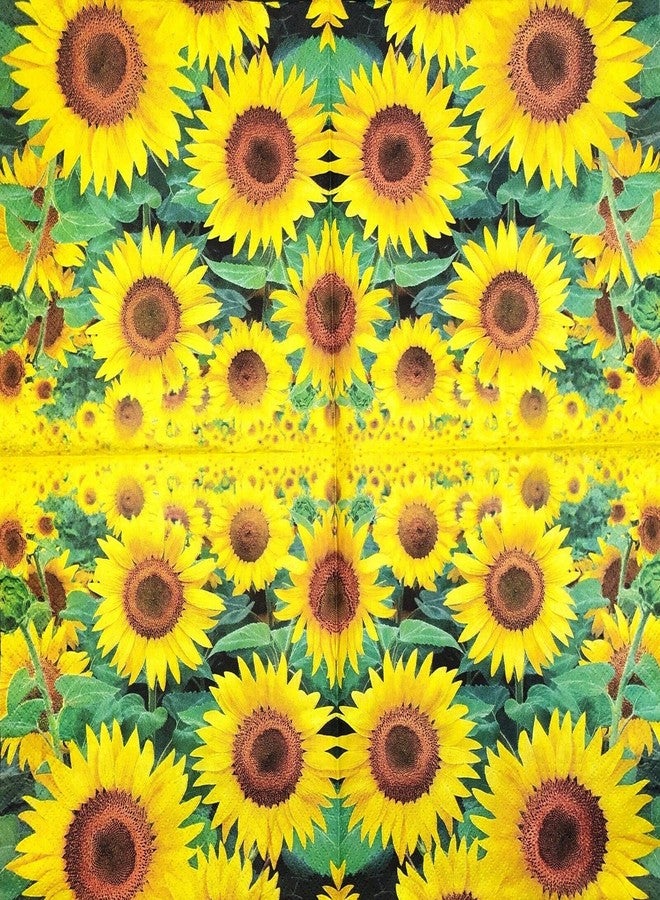 Importer AM Sunflower Napkins Disposable Decoupage Luncheon Paper Napkins -13" x 13" (Unfolded) Field of Sunflowers - Image 2